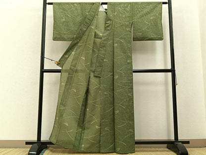 平和屋着物＊夏物　小紋　絽　芝草文　洗える着物　BAAX6951hj
