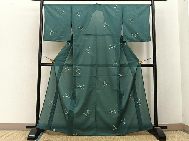 平和屋着物＊夏物　小紋　絽　萩　さんび謹製　洗える着物　BAAX6954hj