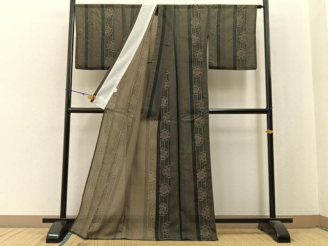 平和屋着物＊夏物　小紋　紗　正倉院花文　洗える着物　BAAX6956hj