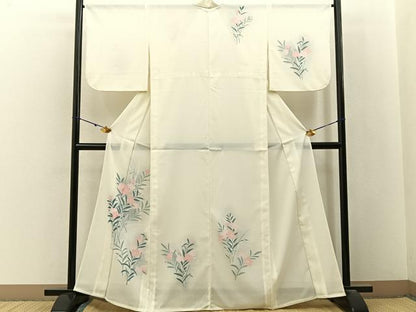 平和屋着物＊夏物　訪問着　絽　草花文　暈し染め　洗える着物　BAAX6957hj