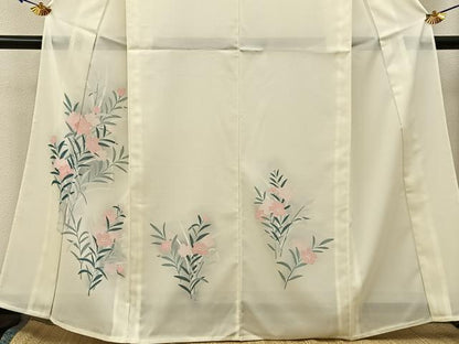 平和屋着物＊夏物　訪問着　絽　草花文　暈し染め　洗える着物　BAAX6957hj