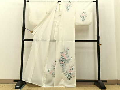 平和屋着物＊夏物　訪問着　絽　草花文　暈し染め　洗える着物　BAAX6957hj