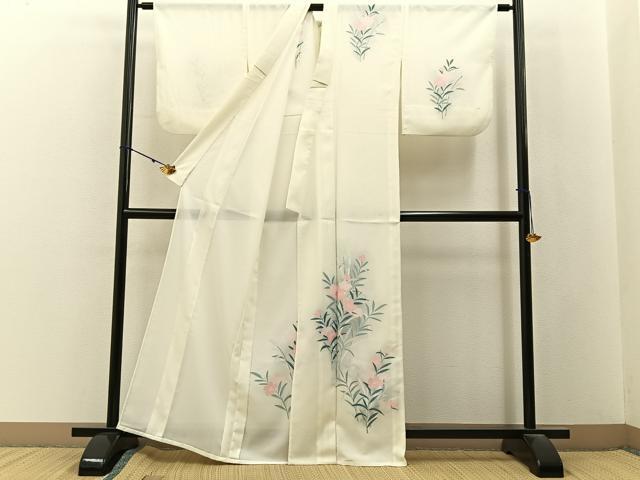 平和屋着物＊夏物　訪問着　絽　草花文　暈し染め　洗える着物　BAAX6957hj