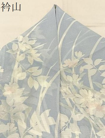 平和屋着物＊夏物　小紋　絽　草花文　洗える着物　BAAX6958hj