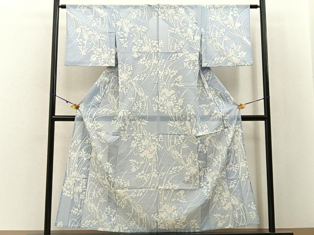 平和屋着物＊夏物　小紋　絽　草花文　洗える着物　BAAX6958hj
