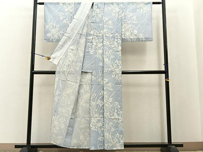 平和屋着物＊夏物　小紋　絽　草花文　洗える着物　BAAX6958hj