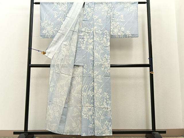 平和屋着物＊夏物　小紋　絽　草花文　洗える着物　BAAX6958hj