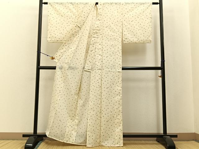 平和屋着物＊夏物　小紋　絽　舞桜文　洗える着物　BAAX6959hj