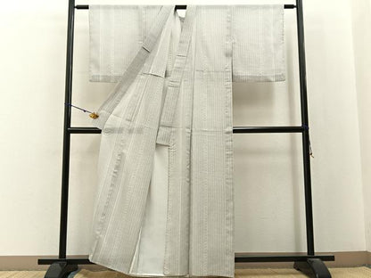平和屋着物＊夏物　小紋　紗　麻の葉間道　洗える着物　BAAX6963hj