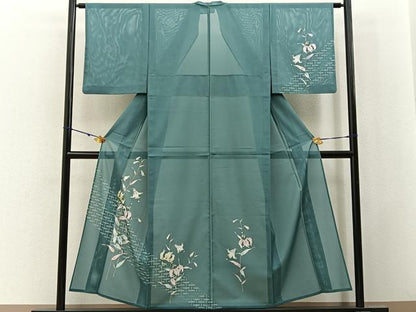 平和屋着物＊夏物　訪問着　絽　蜻蛉　杜若　洗える着物　BAAX6964hj