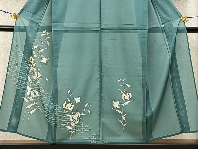 平和屋着物＊夏物　訪問着　絽　蜻蛉　杜若　洗える着物　BAAX6964hj