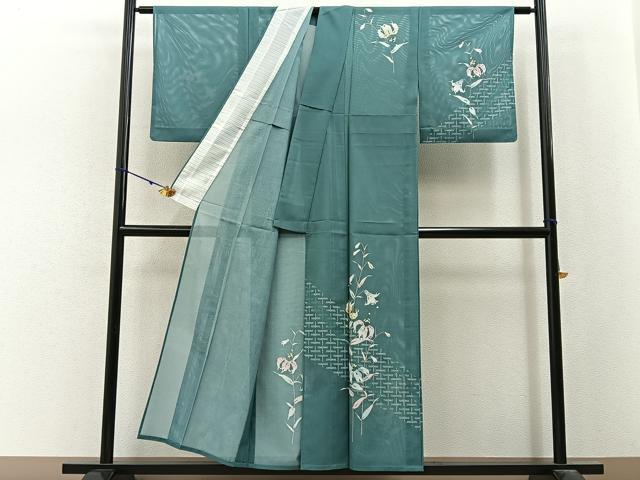 平和屋着物＊夏物　訪問着　絽　蜻蛉　杜若　洗える着物　BAAX6964hj