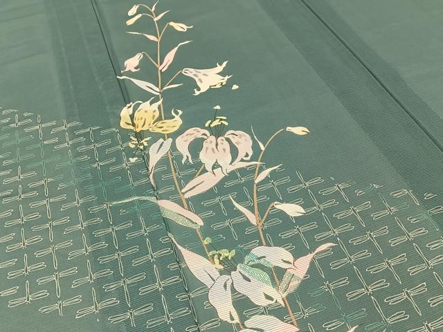 平和屋着物＊夏物　訪問着　絽　蜻蛉　杜若　洗える着物　BAAX6964hj