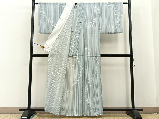 平和屋着物＊夏物　小紋　絽　飛鶴文　洗える着物　BAAX6965hj