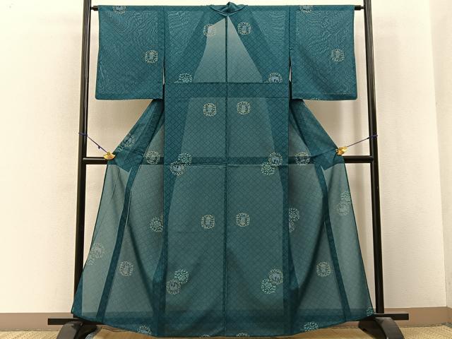 平和屋着物＊夏物　小紋　紗　更紗花鳥文　洗える着物　BAAX6966hj