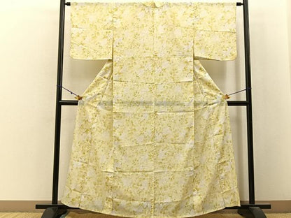 平和屋着物＊夏物　小紋　絽　草葉尽くし　洗える着物　BAAX6967hj