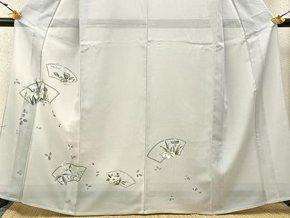 平和屋着物＊夏物　訪問着　絽　地紙秋草文　暈し染め　銀彩　洗える着物　BAAX6968hj