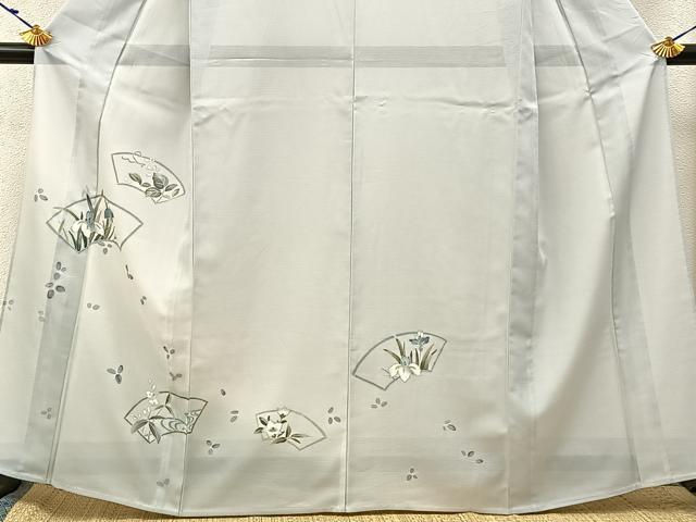 平和屋着物＊夏物　訪問着　絽　地紙秋草文　暈し染め　銀彩　洗える着物　BAAX6968hj