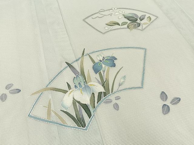平和屋着物＊夏物　訪問着　絽　地紙秋草文　暈し染め　銀彩　洗える着物　BAAX6968hj