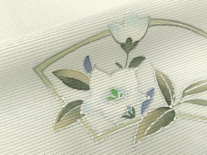 平和屋着物＊夏物　訪問着　絽　地紙秋草文　暈し染め　銀彩　洗える着物　BAAX6968hj