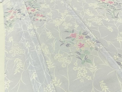 平和屋着物＊夏物　小紋　絽　草花文　洗える着物　未使用　BAAX6970hj