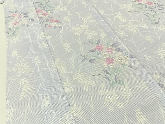 平和屋着物＊夏物　小紋　絽　草花文　洗える着物　未使用　BAAX6970hj