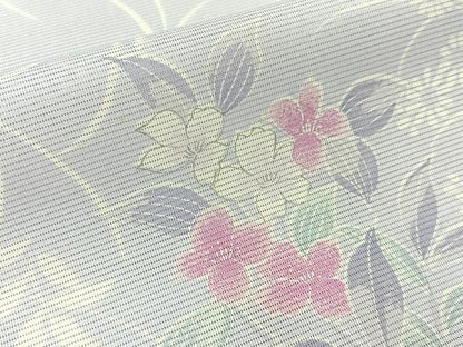 平和屋着物＊夏物　小紋　絽　草花文　洗える着物　未使用　BAAX6970hj