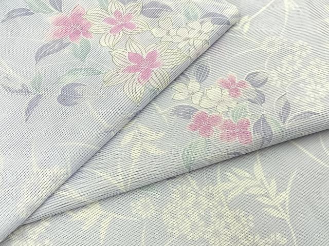 平和屋着物＊夏物　小紋　絽　草花文　洗える着物　未使用　BAAX6970hj
