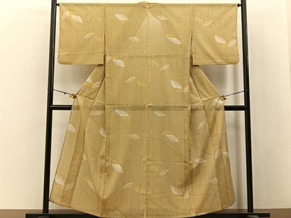 平和屋着物＊夏物　小紋　絽　舞葉文　洗える着物　BAAX6973hj