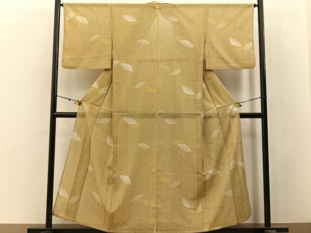 平和屋着物＊夏物　小紋　絽　舞葉文　洗える着物　BAAX6973hj