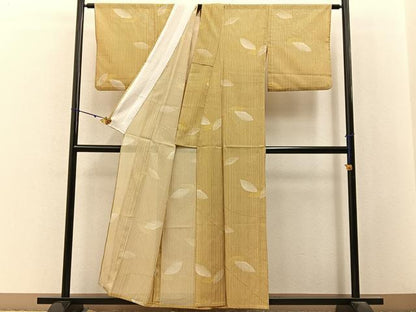平和屋着物＊夏物　小紋　絽　舞葉文　洗える着物　BAAX6973hj