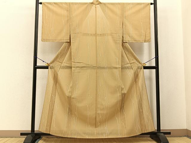 平和屋着物＊夏物　小紋　紗　抽象文様　洗える着物　未使用　BAAX6975hj
