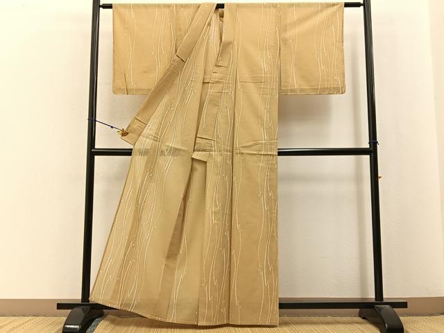 平和屋着物＊夏物　小紋　紗　抽象文様　洗える着物　未使用　BAAX6975hj