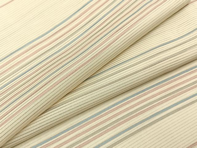 平和屋着物＊夏物　小紋　絽　横縞　洗える着物　BAAX6977hj