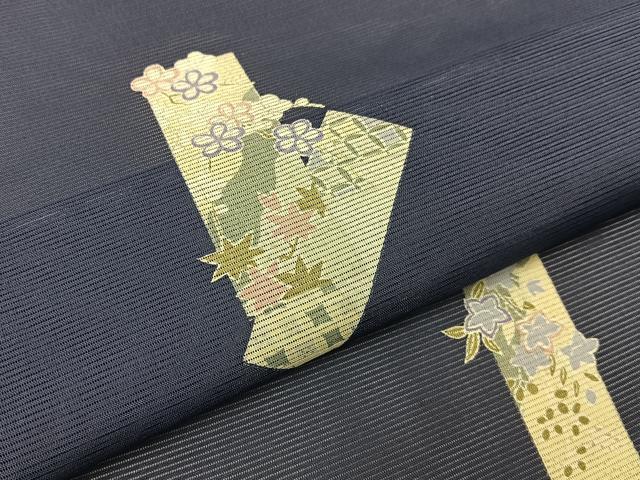 平和屋着物＊夏物　小紋　絽　短冊草花文　洗える着物　未使用　BAAX6978hj