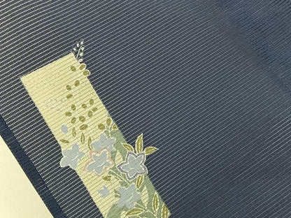 平和屋着物＊夏物　小紋　絽　短冊草花文　洗える着物　未使用　BAAX6978hj