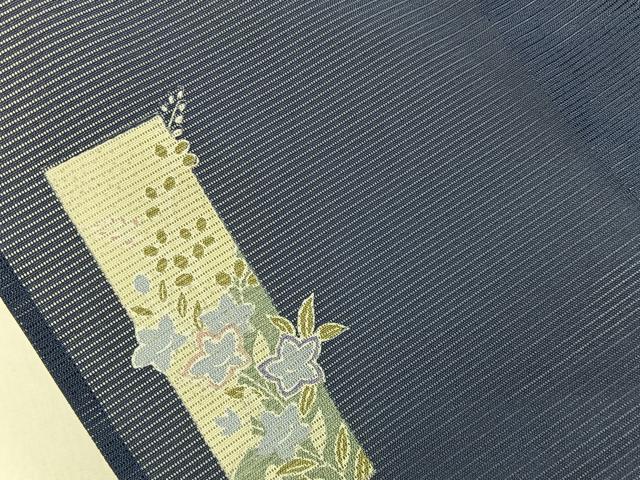 平和屋着物＊夏物　小紋　絽　短冊草花文　洗える着物　未使用　BAAX6978hj