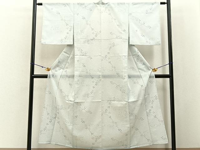 平和屋着物＊夏物　小紋　絽　流水萩文　洗える着物　BAAX6979hj