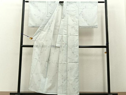 平和屋着物＊夏物　小紋　絽　流水萩文　洗える着物　BAAX6979hj
