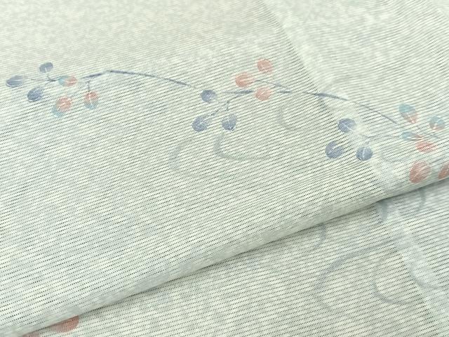 平和屋着物＊夏物　小紋　絽　流水萩文　洗える着物　BAAX6979hj