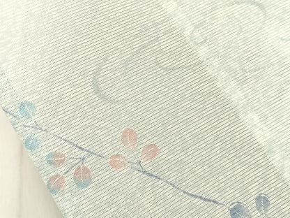 平和屋着物＊夏物　小紋　絽　流水萩文　洗える着物　BAAX6979hj