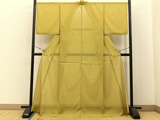 平和屋着物＊夏物　小紋　絽　舞蝶文　金彩　洗える着物　BAAX6980hj