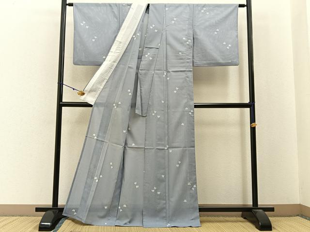 平和屋着物＊夏物　小紋　絽　千鳥　洗える着物　BAAX6982hj