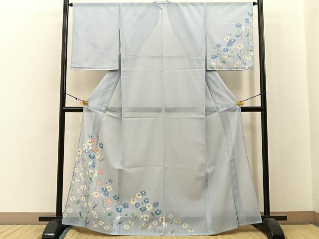 平和屋着物＊夏物　訪問着　絽　草花文　金彩　洗える着物　未使用　BAAX6983hj