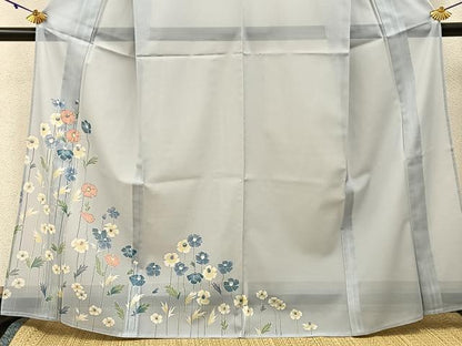 平和屋着物＊夏物　訪問着　絽　草花文　金彩　洗える着物　未使用　BAAX6983hj