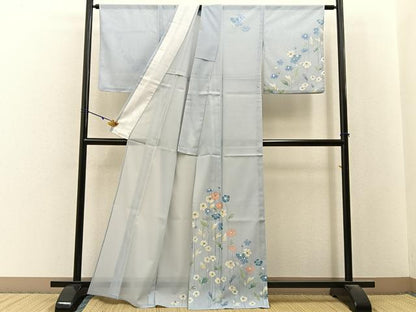 平和屋着物＊夏物　訪問着　絽　草花文　金彩　洗える着物　未使用　BAAX6983hj