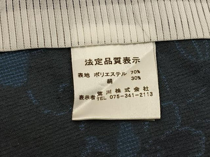 平和屋着物＊夏物　小紋　紗　草花文　濃紺地　BAAX6985hj