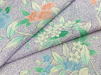 平和屋着物＊夏物　小紋　絽　枝花文　洗える着物　BAAX6986hj