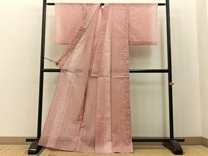 平和屋着物＊夏物　小紋　絽　菊　暈し染め　洗える着物　BAAX6987hj