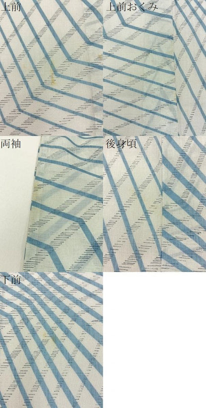 平和屋着物＊夏物　小紋　紗　幾何学文様　洗える着物　BAAX6988hj